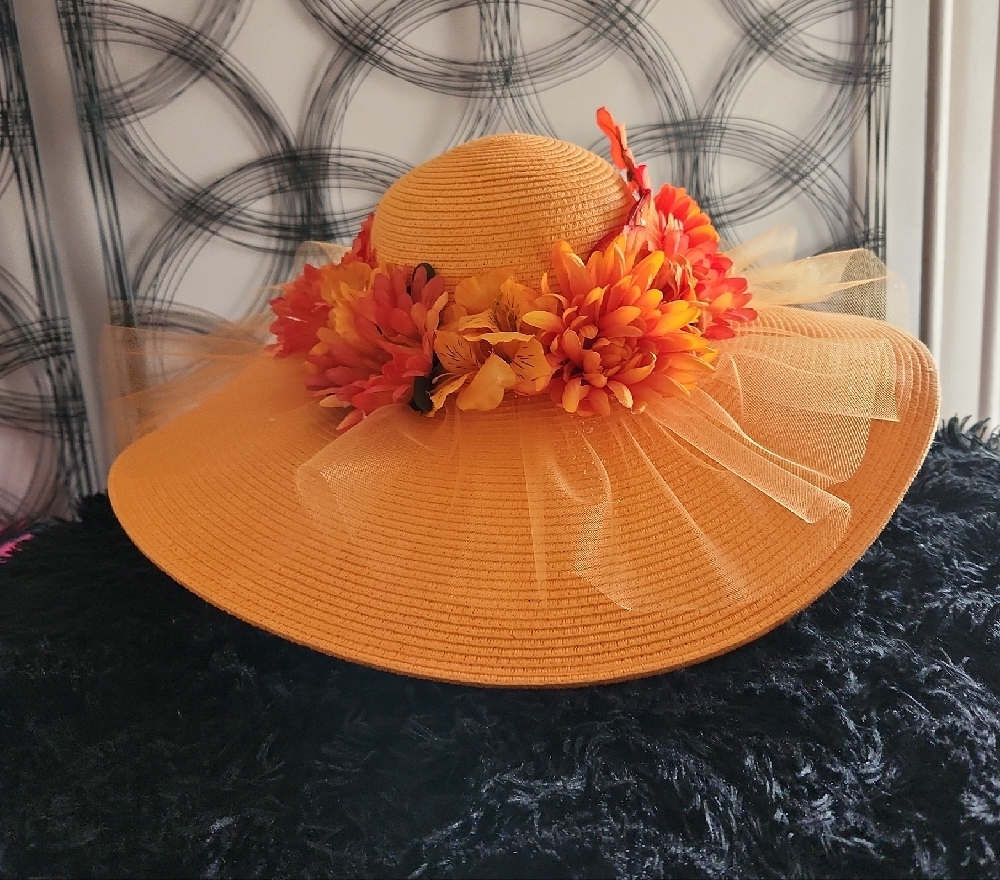 Elegant Orange Floral Sun Hat